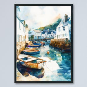 Polperro Watercolor Poster Wall Art Polperro Wall Hanging Home Décor Polperro Gift Art Lovers United Kingdom Wall Art