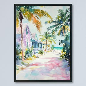 Key West Watercolor Poster Key West Travel Print Key West Wall Art Key West Painting Florida Souvenir Coastal Decor
