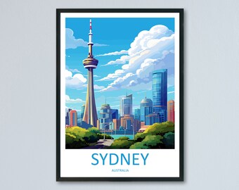 Sydney Tower Eye Travel Print Wall Art Sydney Tower Eye Wall Hanging Home Décor Sydney Gift Art Lovers Wall Art Australia Poster Decor
