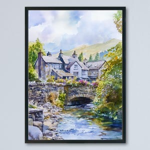 Ambleside Watercolor Poster Wall Art Ambleside Wall Decor Home Décor Ambleside Gift United Kingdom Art Lover Gift, Travel Souvenir Print