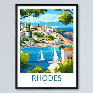 Rhodes Travel Print Wall Art Rhodes Greece Wall Hanging Home Decoration Rhodes Gift Art Lovers Wall Art Print Rhodes Greece Wall Poster Art