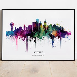 Setaling Aquarell Skyline Druck Los Angeles Stadtbild Schöner Stadtbild Belle Art Illustration Illustration Aquarell schön
