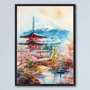Mount Fuji Watercolor Poster Wall Art Mount Fuji Wall Hanging Home Décor Mount Fuji Gift Art Lovers Japan Wall Art