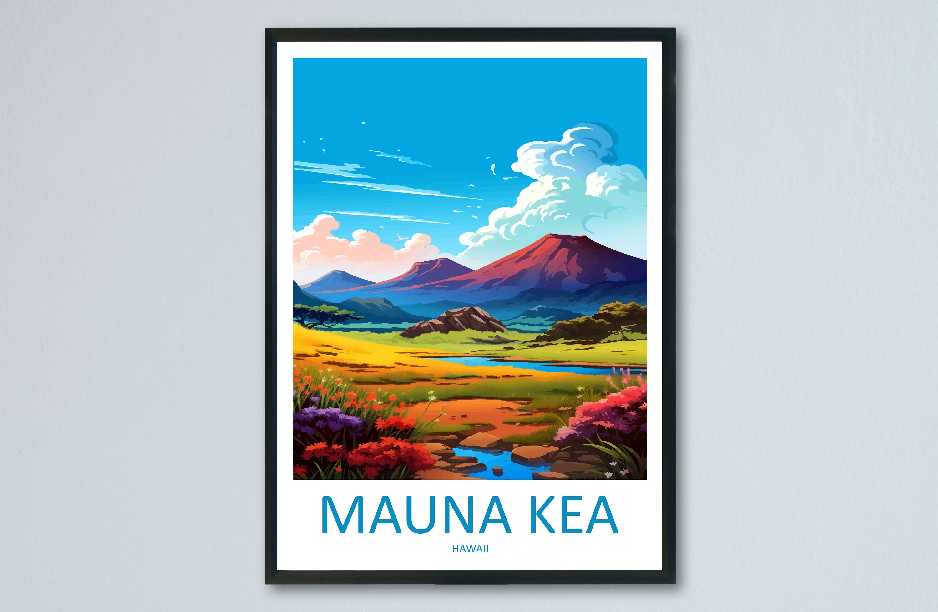 Mauna Kea Travel Print Wall Art Mauna Kea Wall Hanging Home Décor