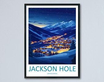 Jackson Hole Travel Print Wall Art Jackson Hole Wall Hanging Home Décor Jackson Hole Gift Art Lovers Ski Art Lover Gift Jackson Hole Print