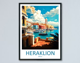 Heraklion Travel Print Wall Art Heraklion Greece Wall Hanging Home Decoration Heraklion Gift Art Lovers Wall Art Print Heraklion Greece