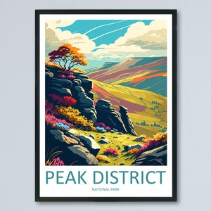 Peak District print Peak District woondecoratie landschapskunst print Peak District muur kunst natuur liefhebber cadeau muur hangen Peak District UK