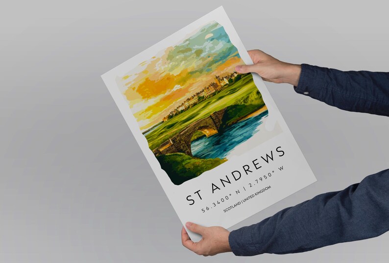 St Andrews Golf Course Watercolor Poster St Andrews Scotland Travel ...