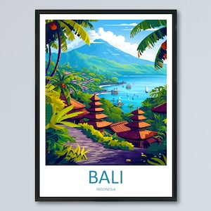 Bali Reise Poster, Kunst Wandbehang, Bali Wanddeko, Home Dekor, Bali Geschenk, Kunstliebhaber Indonesien Kunst, Kunstliebhaber Geschenk