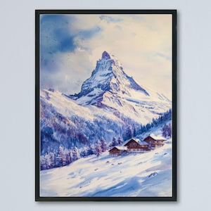 Matterhorn watercolor poster Wall Art Matterhorn Wall Hanging Home Décor Matterhorn Gift Art Lovers Switzerland Art Lover Gift Switzerland