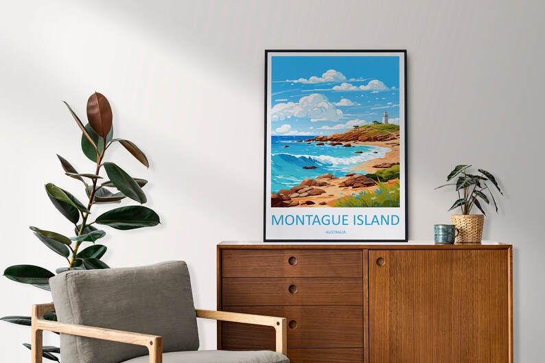 Montague Island Travel Print Wall Art Montague Island Wall Hanging Home Décor Montague Island Gift Art Lovers Australia Art Lover Gift image 3