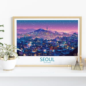 Seoul Sydkorea Landskap Resa Poster Scenisk Stadssilhuett Väggkonst Historiska Palats Tryck Asien Dekor Vacker Seoul Konstverk bild 3
