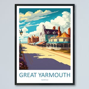 Great Yarmouth Travel Print Wall Art Great Yarmouth Wall Hanging Home Décor Great Yarmouth Gift Art Lovers England Art Lover Gift