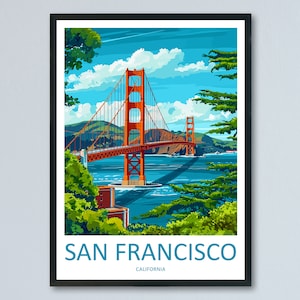 San Francisco Golden Gate Travel Print Wall Art San Francisco Wall Hanging Home Décor San Francisco Gift Art Lovers California Art Lover