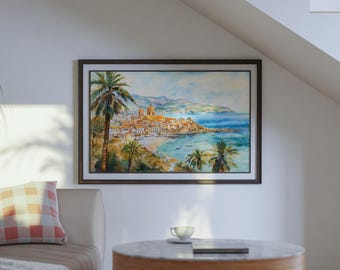Sicily Watercolor Poster Landscape Wall Art Sicily Wall Hanging