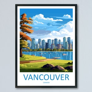 Vancouver Travel Print Wall Art Vancouver muur hangend woondecoratie Vancouver cadeau kunstliefhebbers Canada kunstliefhebber cadeau Vancouver cadeau