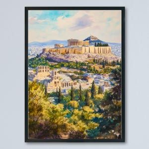 Athens Watercolor Poster Greece Travel Print Wall Art Home Decor Gift Greek Souvenir Iconic Cityscape Landmark Art
