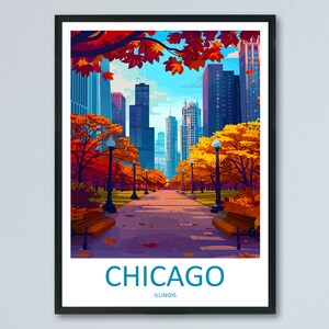 Chicago Travel Print Wall Art Chicago Wall Hanging Home Décor Chicago Gift Art Lovers Illinois Art Lover Gift Millennium Park Chicago Gift