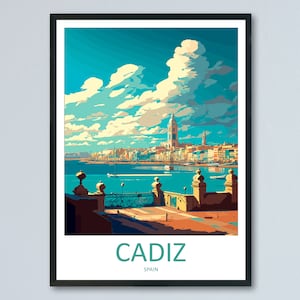 Cadiz Reise Print Wandkunst Cadiz Wandbehang Home Dekor Cadiz Geschenk Kunstliebhaber Spanien Kunstliebhaber Geschenk Cadiz Wanddekor Cadiz Spanien Poster Kunst