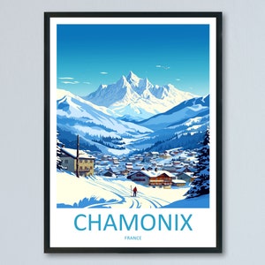 Chamonix Travel Print Wall Art Chamonix Wall Hanging Home Décor Chamonix Gift Art Lovers Ski Art Lover Gift Chamonix Print Skiing Artwork