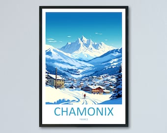 Chamonix Travel Print Wall Art Chamonix Wall Hanging Home Décor Chamonix Gift Art Lovers Ski Art Lover Gift Chamonix Print Skiing Artwork