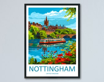 Nottingham Travel Print Wall Art Nottingham Wall Hanging Home Décor Nottingham Gift Art Lovers England Art Lover Gift Nottingham Poster