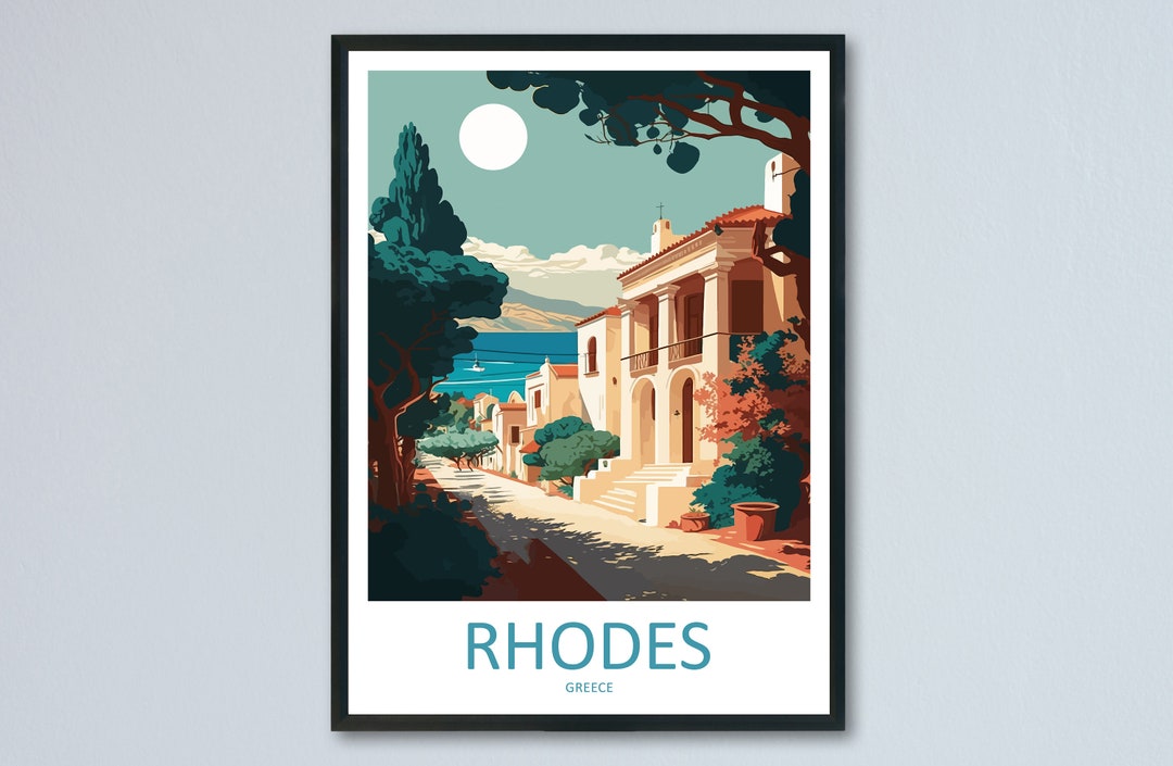 Rhodes Travel Print Wall Art Rhodes Greece Wall Hanging Home Decoration