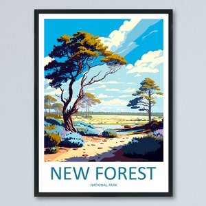 New Forest Reise-Druck Wandkunst New Forest Wandbehang Wohnkultur Nationalpark Geschenk New Forest Lovers Wandkunst New Forest National