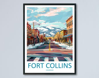 Fort Collins Travel Print Wall Art Fort Collins Colorado Wall Hanging Home Décor Fort Collins Colorado Gift Art Lovers Fort Collins Art Gift