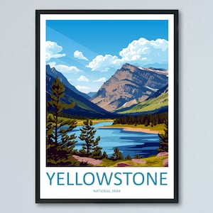 Yellowstone National Park Travel Print Wall Art Yellowstone National Park Wall Hanging Home Décor Yellowstone National Park Art Gift Poster
