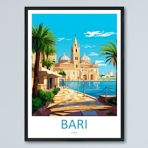 Bari Travel Print Wall Art Bari Italy Wall Hanging Home Decoration Bari Gift Art Lovers Wall Art Print Bari Italy