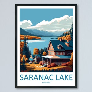 Saranac Lake Travel Print Wall Art Saranac Lake Wall Hanging Home Décor Saranac Lake Gift Art Lovers New York State Art Gift Lover Poster