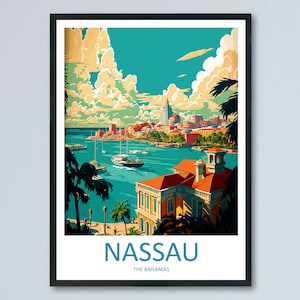 Nassau Travel Print Wand Kunst Nassau Wandbehang Home Décor Nassau Geschenk Kunstliebhaber Wand Kunst Karibik Reise Poster Print