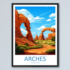 Impresión de viaje del Parque Nacional Arches, arte de pared, colgante de pared del Parque Nacional Arches, decoración para el hogar, amantes del arte del Parque Nacional Arches, regalo para amantes del arte de Utah