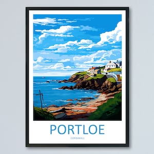 Portloe Travel Print Wall Art Portloe Wall Hanging Home Décor Portloe Gift Art Lovers Cornwall Art Portloe Wall Art Poster