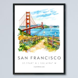 San Francisco Watercolor Poster San Francisco Travel Print San Francisco Wall Art San Francisco Painting San Francisco Souvenir USA Decor
