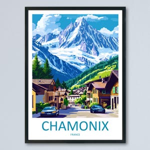 Chamonix Travel Poster France Wall Art Mont Blanc Alpine Print Nature Decor French Gift Souvenir Scene Europe Mountain Art