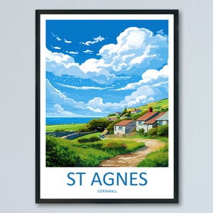 Stampa da parete con motivo di viaggio di St Agnes, decorazione da parete di St Agnes, decorazione per la casa, regalo di St Agnes per amanti dell&#39;arte, regalo per amanti dell&#39;arte della Cornovaglia