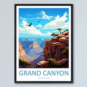 Grand Canyon National Park Reisedruck Wandkunst Grand Canyon Wandbehang Wohnkultur Grand Canyon Geschenk Kunstliebhaber Arizona Kunstliebhaber Geschenk
