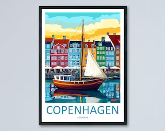 Copenhagen Travel Print Wall Art Copenhagen Wall Hanging Home Décor Copenhagen Gift Art Lovers Denmark Art Lover Gift Copenhagen Wall Décor