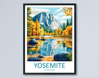 Yosemite Travel Print Yosemite Wall Art Yosemite Mountains Decor Half Dome Nature Poster Gift for National Park Lover Landscape Art