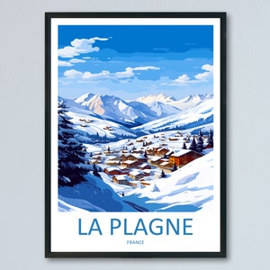 La Plagne Travel Print Wall Art La Plagne Wall Hanging Home Décor La Plagne Gift Art Lovers Ski Art Lover Gift La Plagne Print Skiing