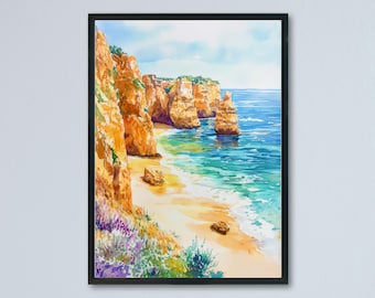 Algarve watercolor poster Wall Art Algarve Wall Hanging Home Décor Algarve Gift Art Lovers Portugal Art Lover Gift Portugal wall art