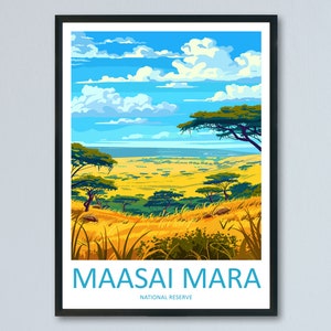 Masai Mara Travel Print Wall Art Masai Mara Wall Hanging Home Décor Masai Mara Gift Art Lovers Kenya Art Lover Gift Kenya Travel Print