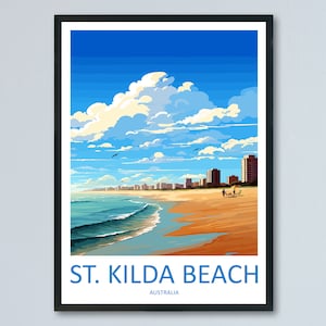 St Kilda Beach Travel Print Wall Art St Kilda Beach Wall Hanging Home Décor St Kilda Beach Gift Art Lovers Wall Art Australia Poster Deco