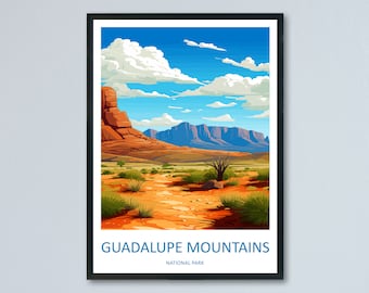 Guadalupe Mountains Nationalpark Reise-Druck Wandkunst Guadalupe Berge Wandbehang Home Décor Guadalupe Berge Geschenk Kunstliebhaber