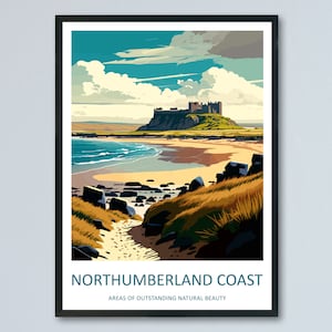Northumberland Coast Travel Print Wall Art Northumberland Coast Wall Hanging Home Decor Northumberland Coast Gift Art Lovers Wall Art ANOB