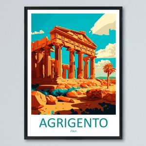 Agrigento Reise Print Wand Kunst Agrigent Wandbehang Home Décor Agrigent Geschenk Kunstliebhaber Italien Kunst Liebhaber Geschenk Agrigento Print Agrigent