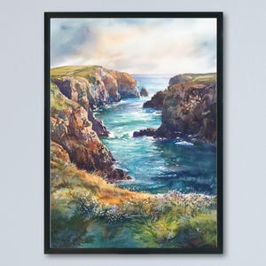 Pembrokeshire Watercolor Poster Pembrokeshire Travel Print Pembrokeshire Wall Art Coastal Painting Wales Souvenir Decor