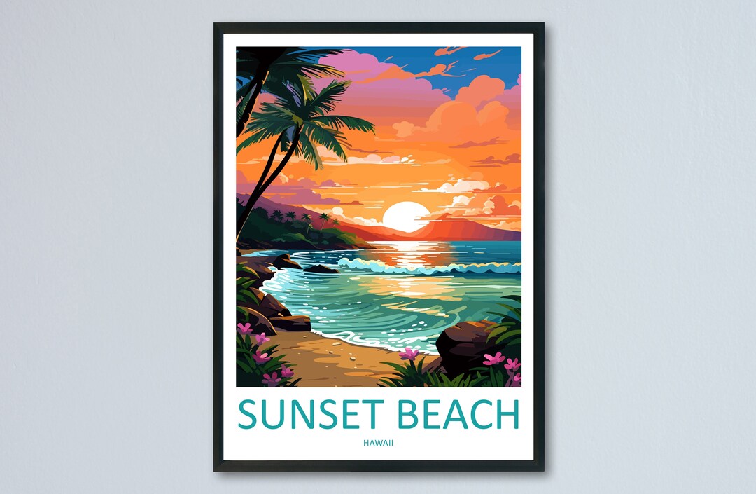 Sunset Beach Travel Print Wall Art Sunset Beach Wall Hanging Etsy UK